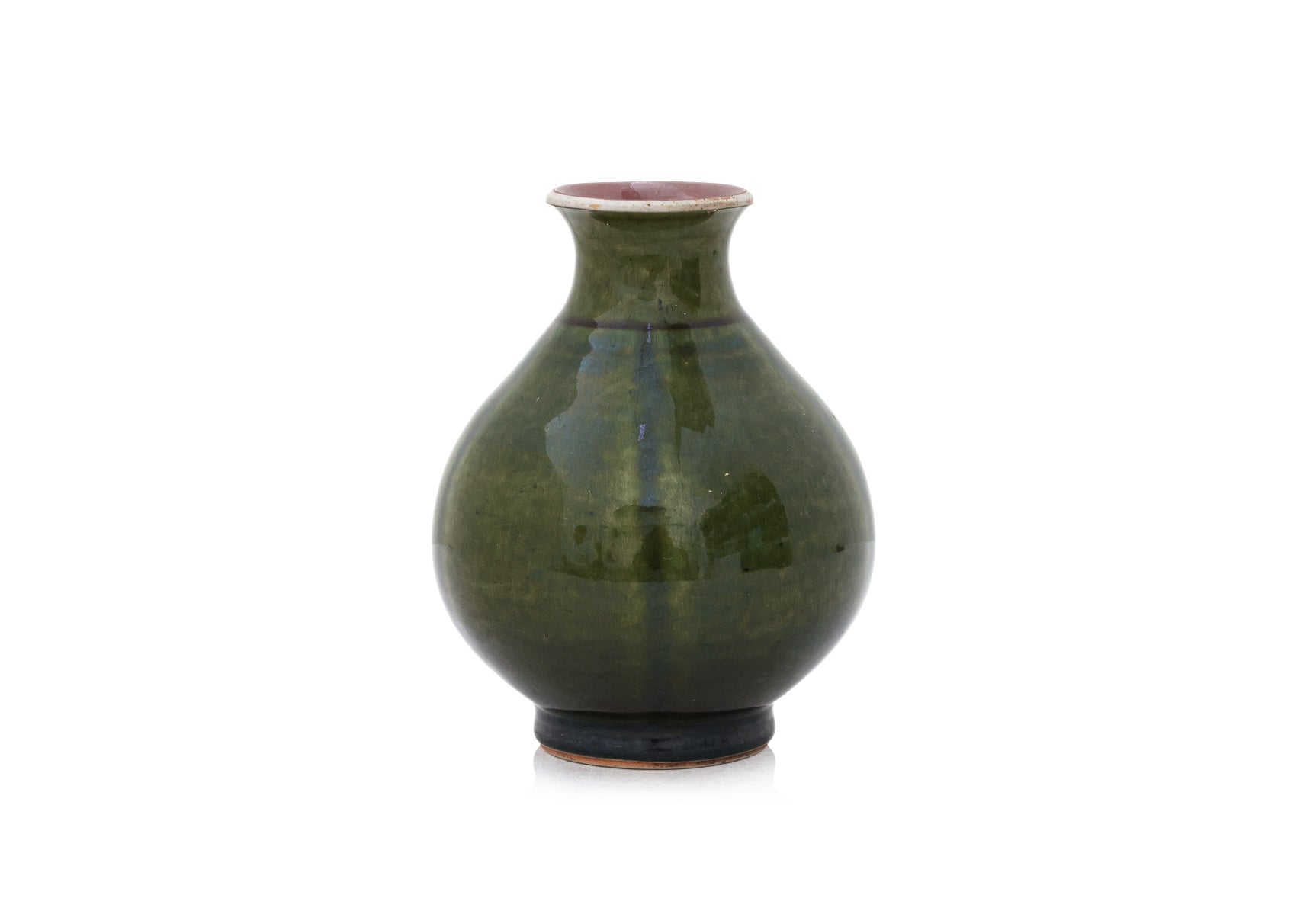 A GREEN-GLAZED PEAR-SHAPED BOTTLE VASE