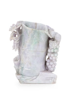 A JADEITE MODEL OF A BAMBOO WITH SQUIRRELS AND GRAPES