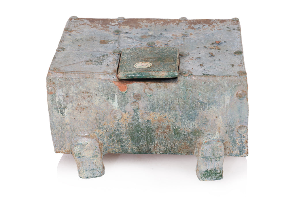 A GREEN-GLAZED MONEY BOX AND A TRIPLE-MOUTHED VESSEL