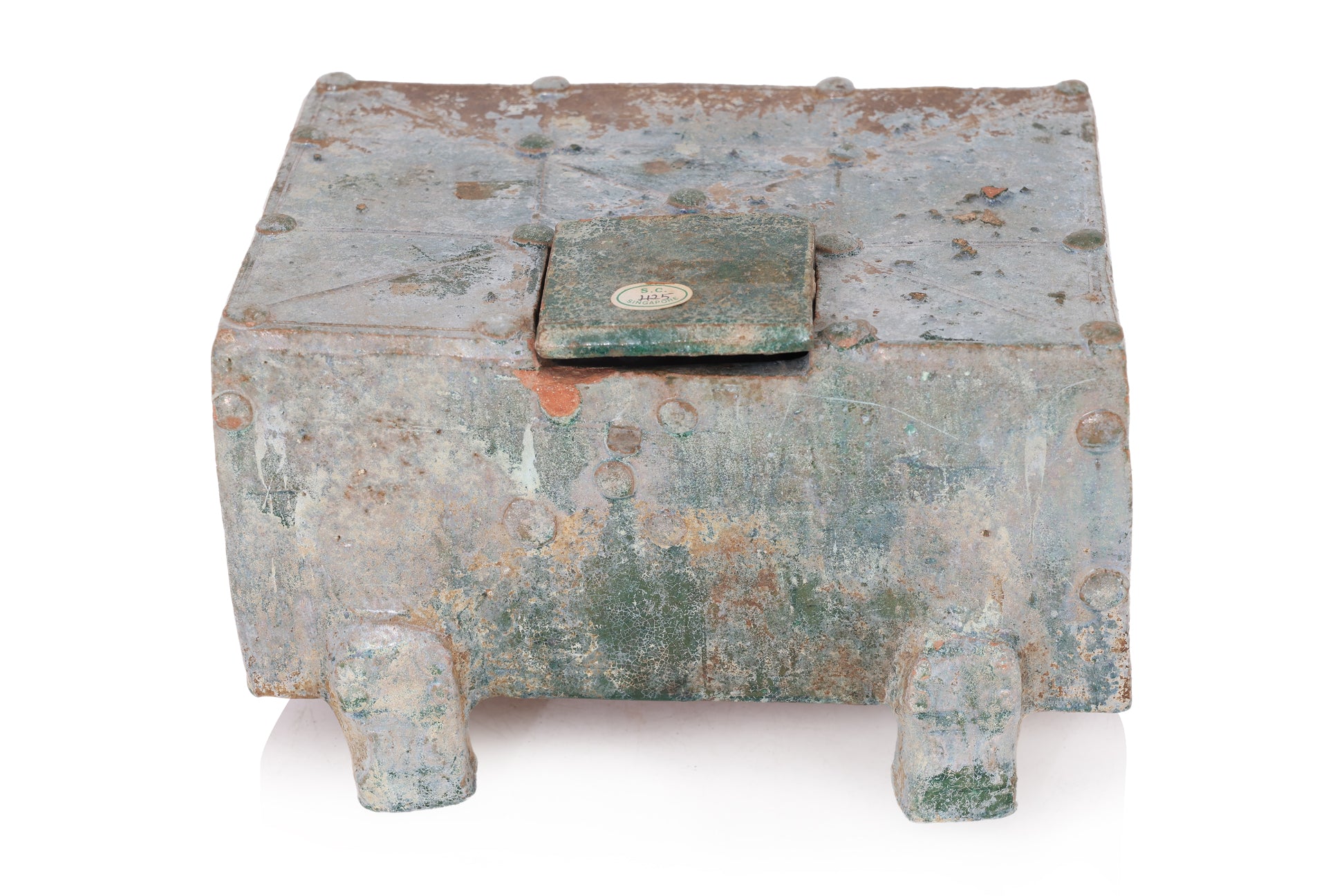 A GREEN-GLAZED MONEY BOX AND A TRIPLE-MOUTHED VESSEL