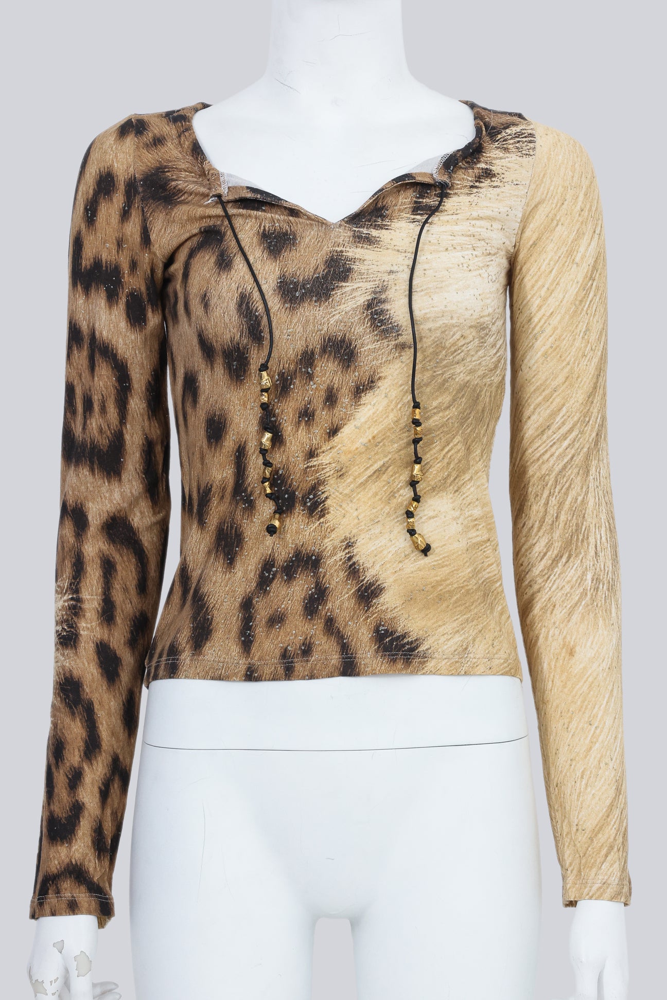 ROBERTO CAVALLI - A SPLIT ANIMAL PRINT SHIRT