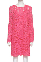 DKNY - A HOT PINK FLORAL LACE LONG SLEEVE DRESS