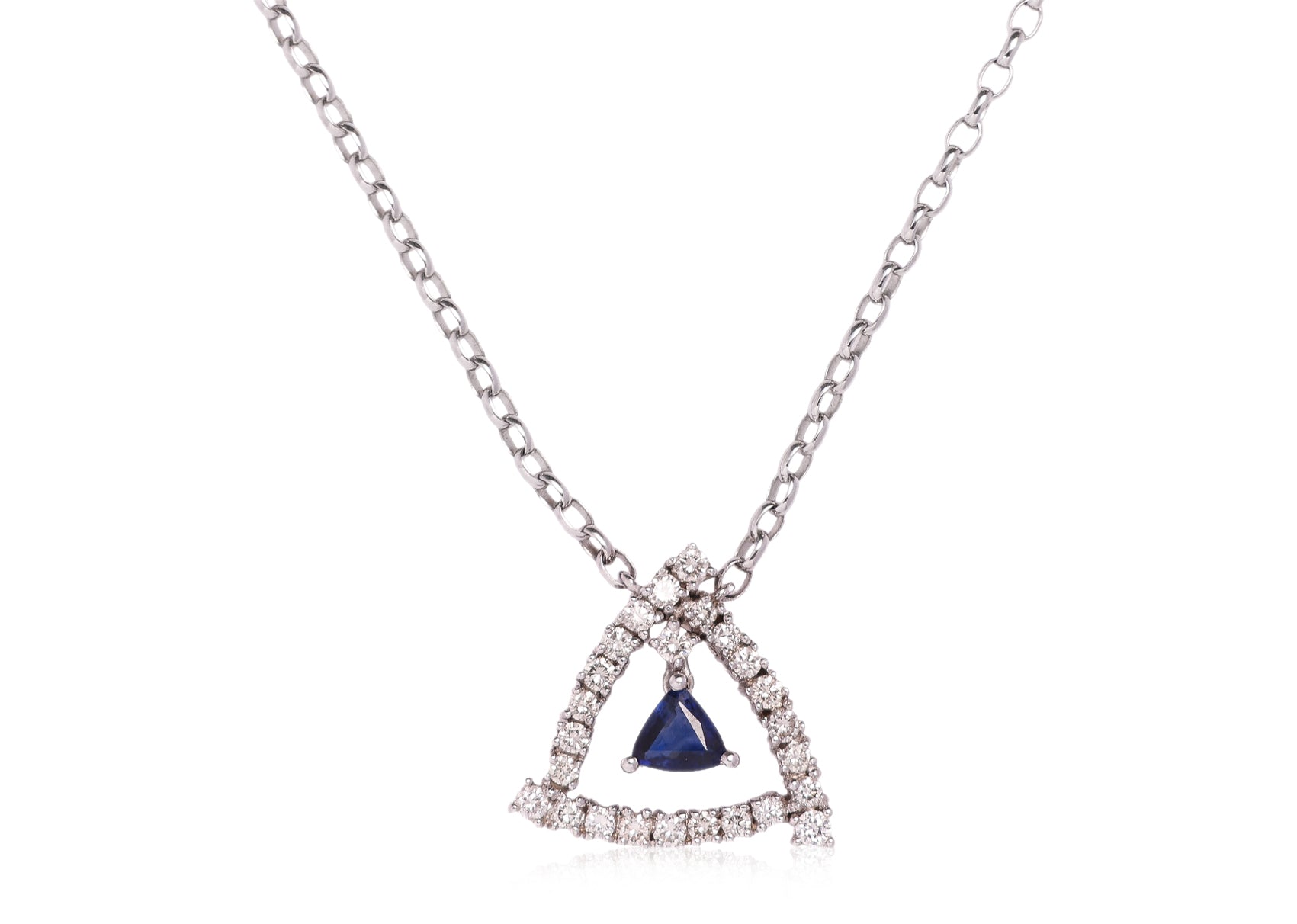 A SAPPHIRE AND DIAMOND NECKLACE