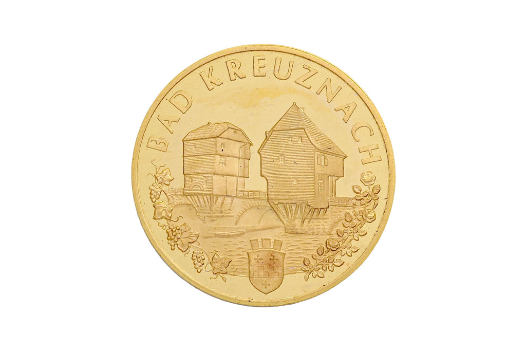 A BAD KREUZNACH 150TH ANNIVERSARY GOLD COIN, 1817-1967