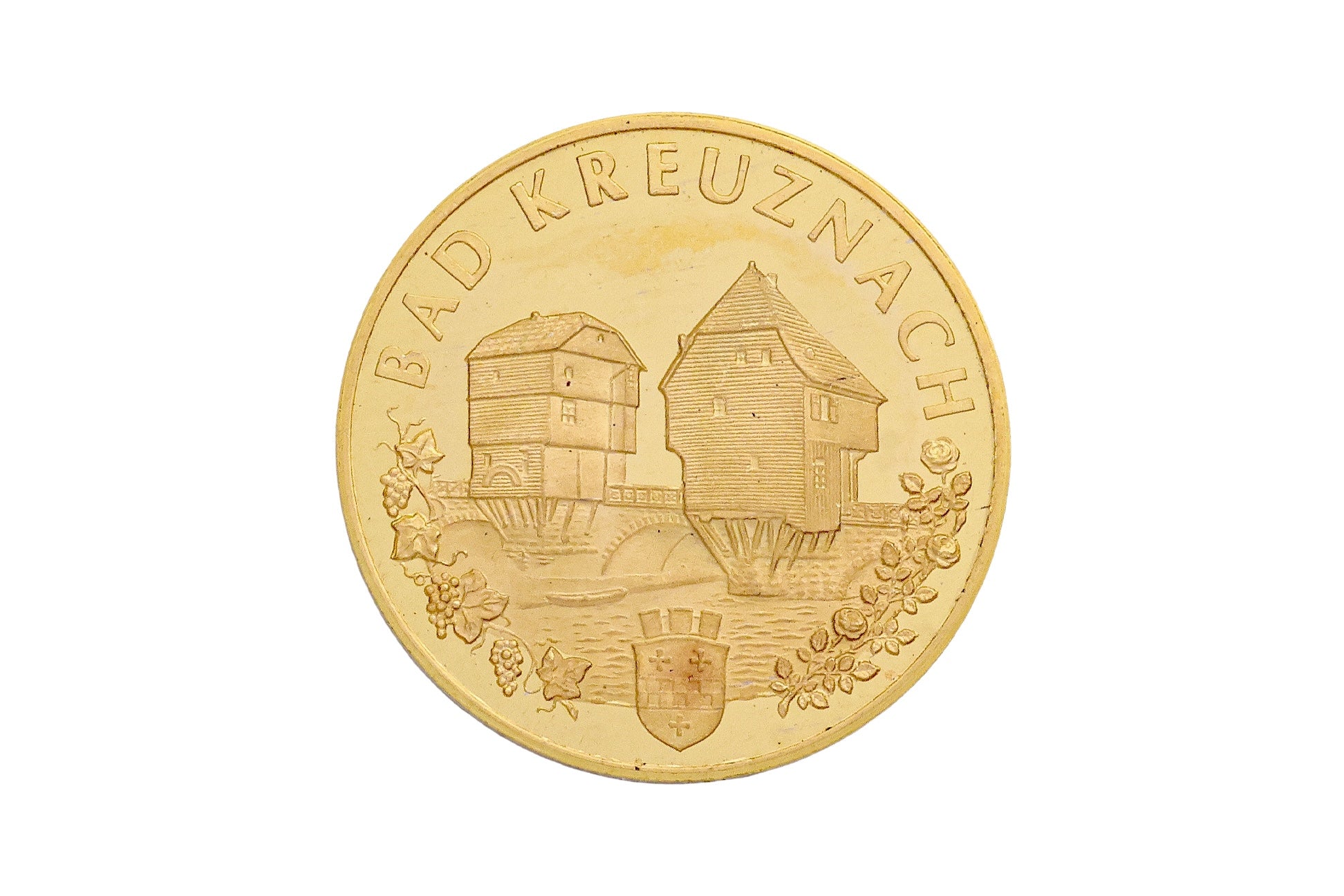 A BAD KREUZNACH 150TH ANNIVERSARY GOLD COIN, 1817-1967