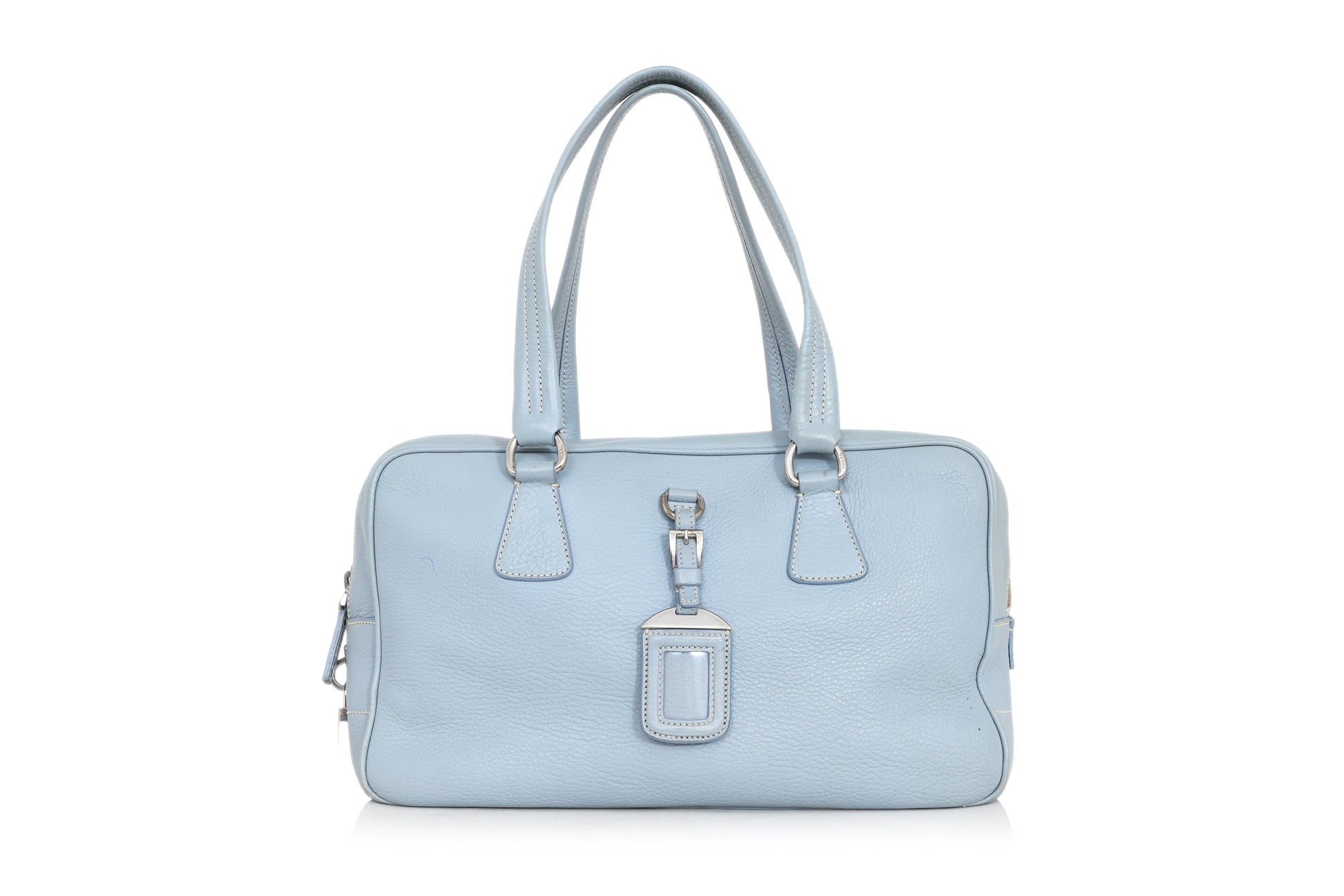 PRADA - A PALE BLUE LEATHER SHOULDER BAG