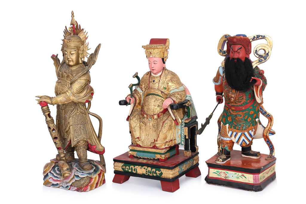 A GROUP OF THREE LARGE POLYCHROME ALTAR FIGURES