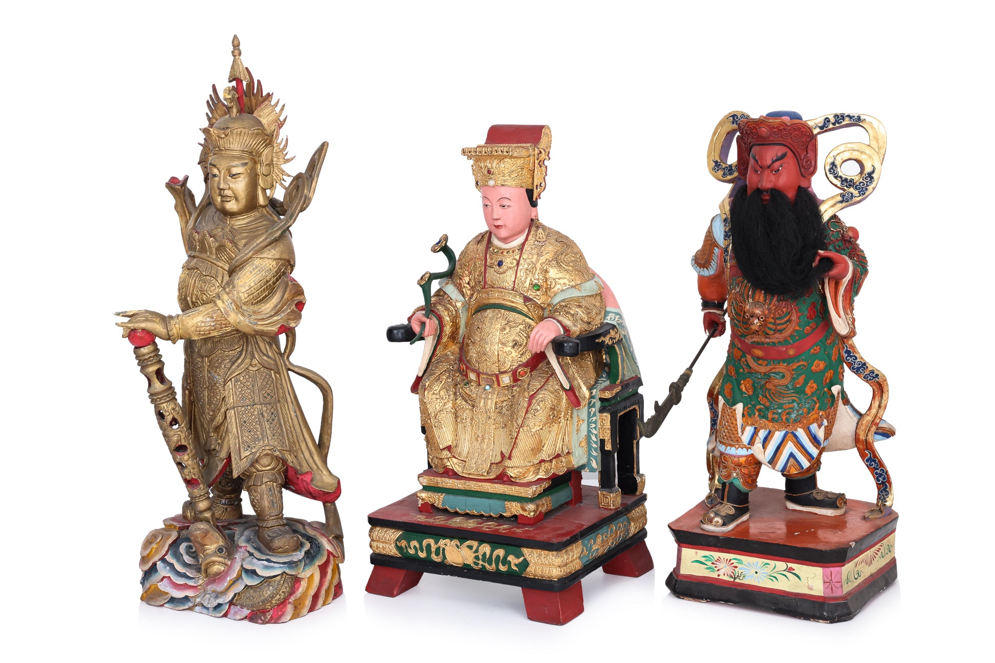 A GROUP OF THREE LARGE POLYCHROME ALTAR FIGURES