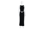 A VERA WANG BLACK SLEEVELESS EVENING GOWN