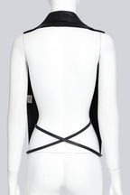 HERMES - A JEAN-PAUL GAULTIER BLACK DEERSKIN LEATHER WAISTCOAT