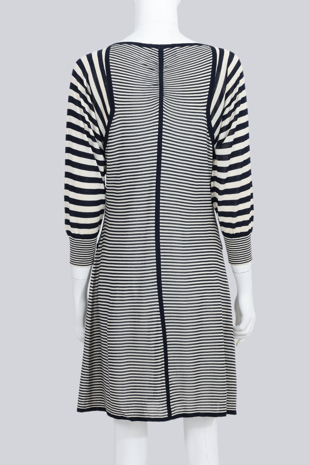DEREK LAM 10 CROSBY - A SILK STRIPED DRESS AND MATCHING CARDIGAN
