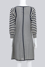 DEREK LAM 10 CROSBY - A SILK STRIPED DRESS AND MATCHING CARDIGAN
