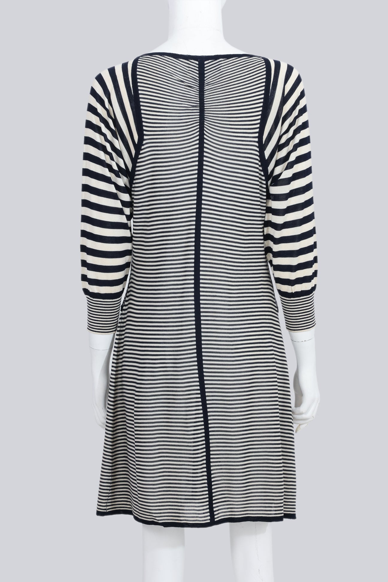 DEREK LAM 10 CROSBY - A SILK STRIPED DRESS AND MATCHING CARDIGAN