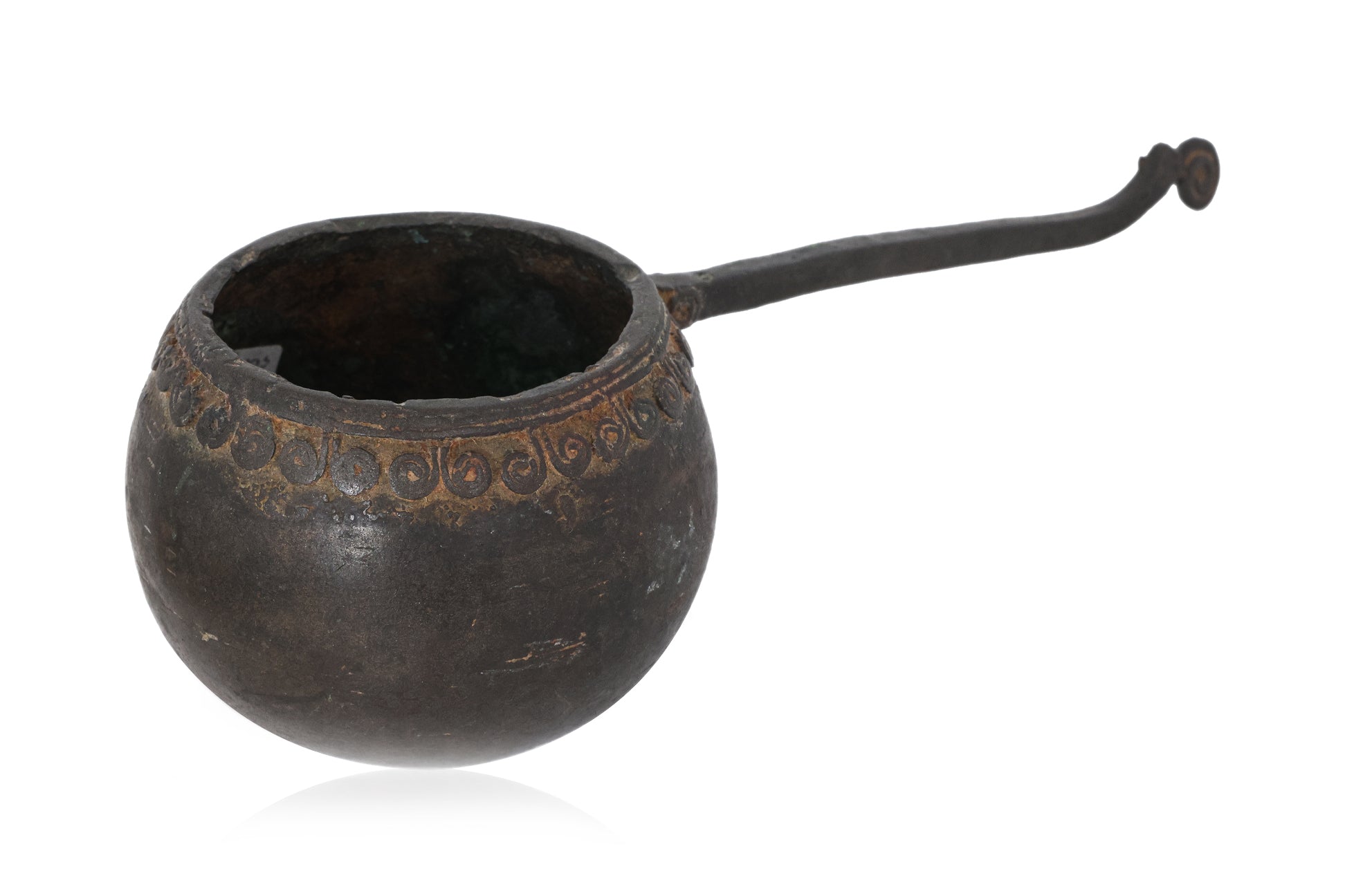 TWO SOUTHEAST ASIAN BRONZE 'RHYTON' DRINKING VESSELS AND A LADLE