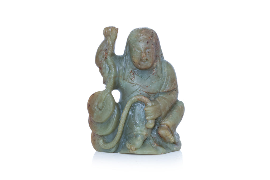 TWO GREEN JADE CARVINGS