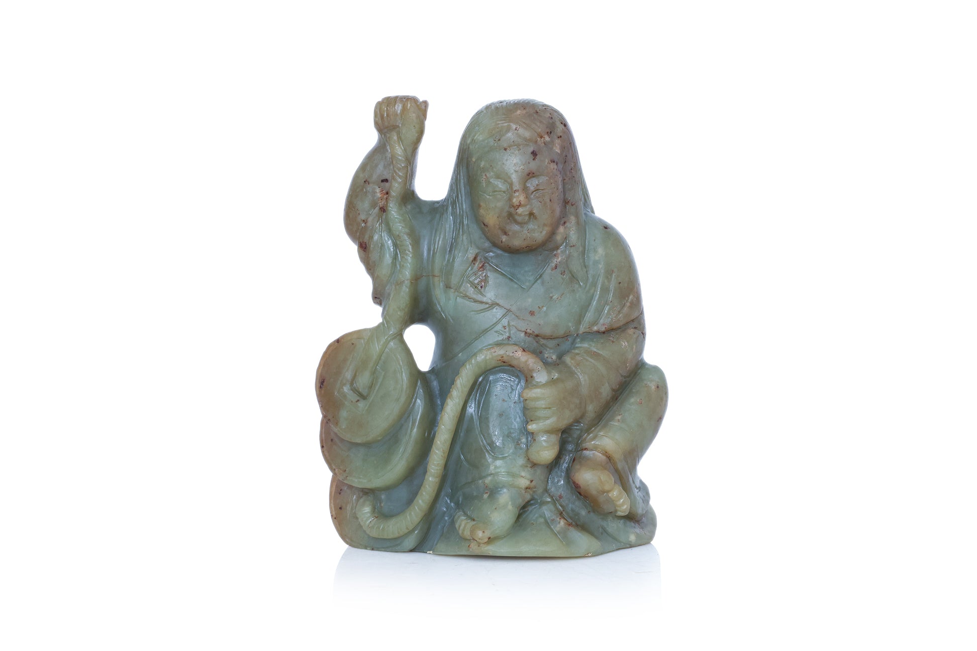 TWO GREEN JADE CARVINGS