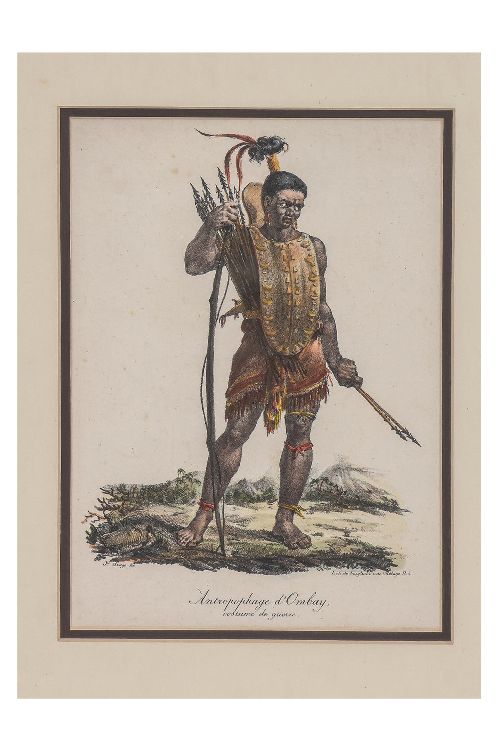 THREE HAND-COLOURED ETHNOGRAPHIC ENGRAVINGS, J ARAGO, 1842