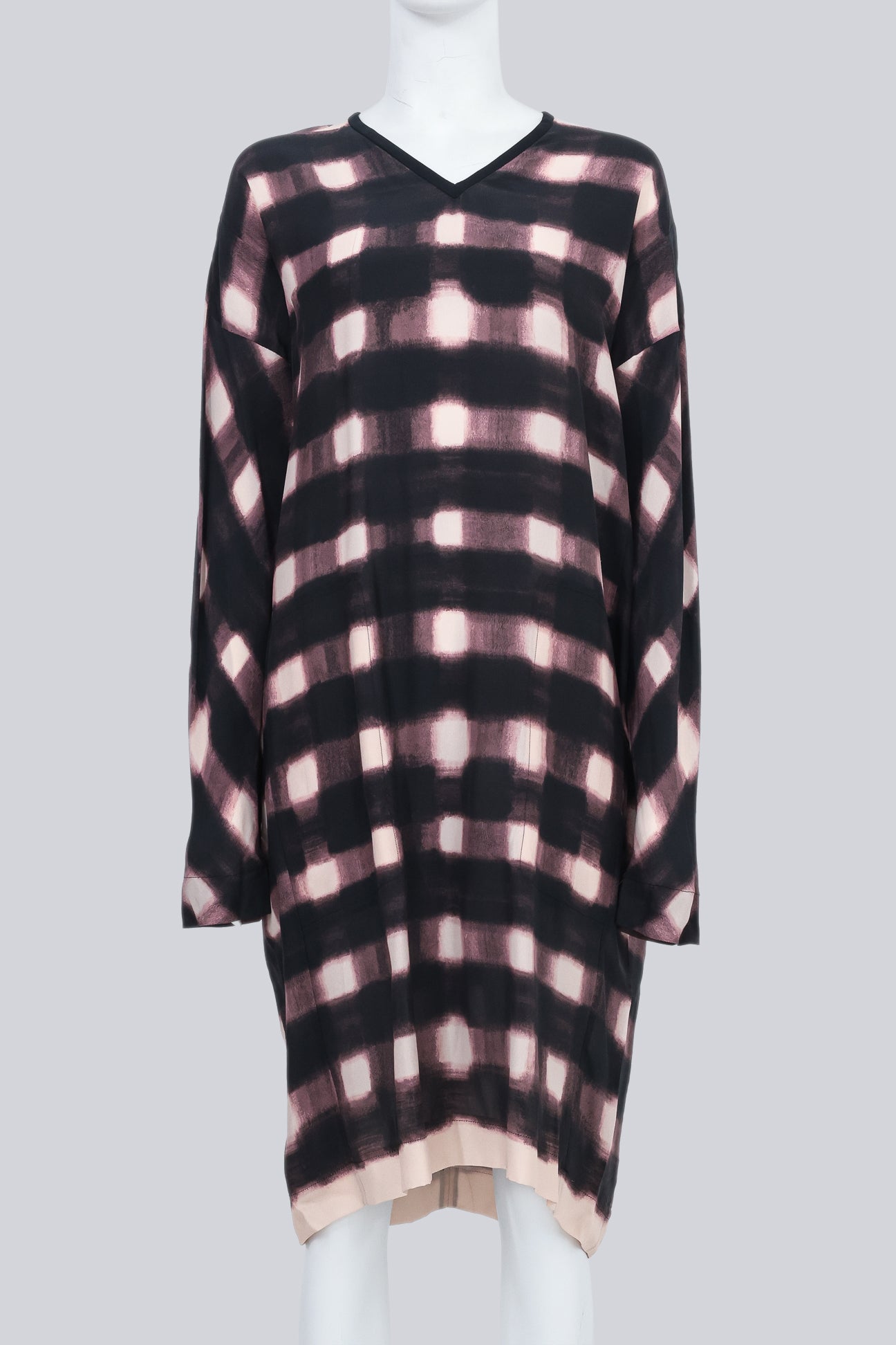 CEDRIC CHARLIER - A CHECKERED SILK BAGGY DRESS