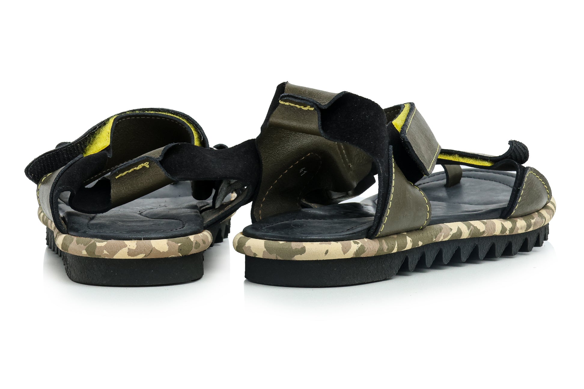 DRIES VAN NOTEN - A PAIR OF BLACK AND OLIVE GREEN SANDALS