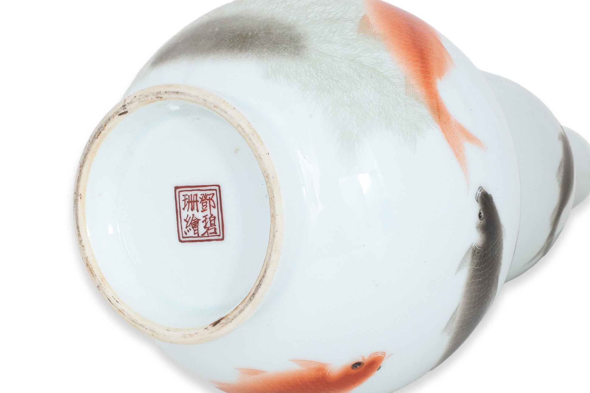 A KOI FISH DECORATED DOUBLE GOURD VASE