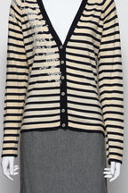 JOHN GALLIANO - A STRIPED CARDIGAN AND GREY SKIRT ENSEMBLE