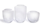 A GROUP OF THREE IVV GLASS JARS WITH COLOURED LIDS