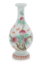 A FAMILLE ROSE 'PEACH AND BAT' BOTTLE VASE