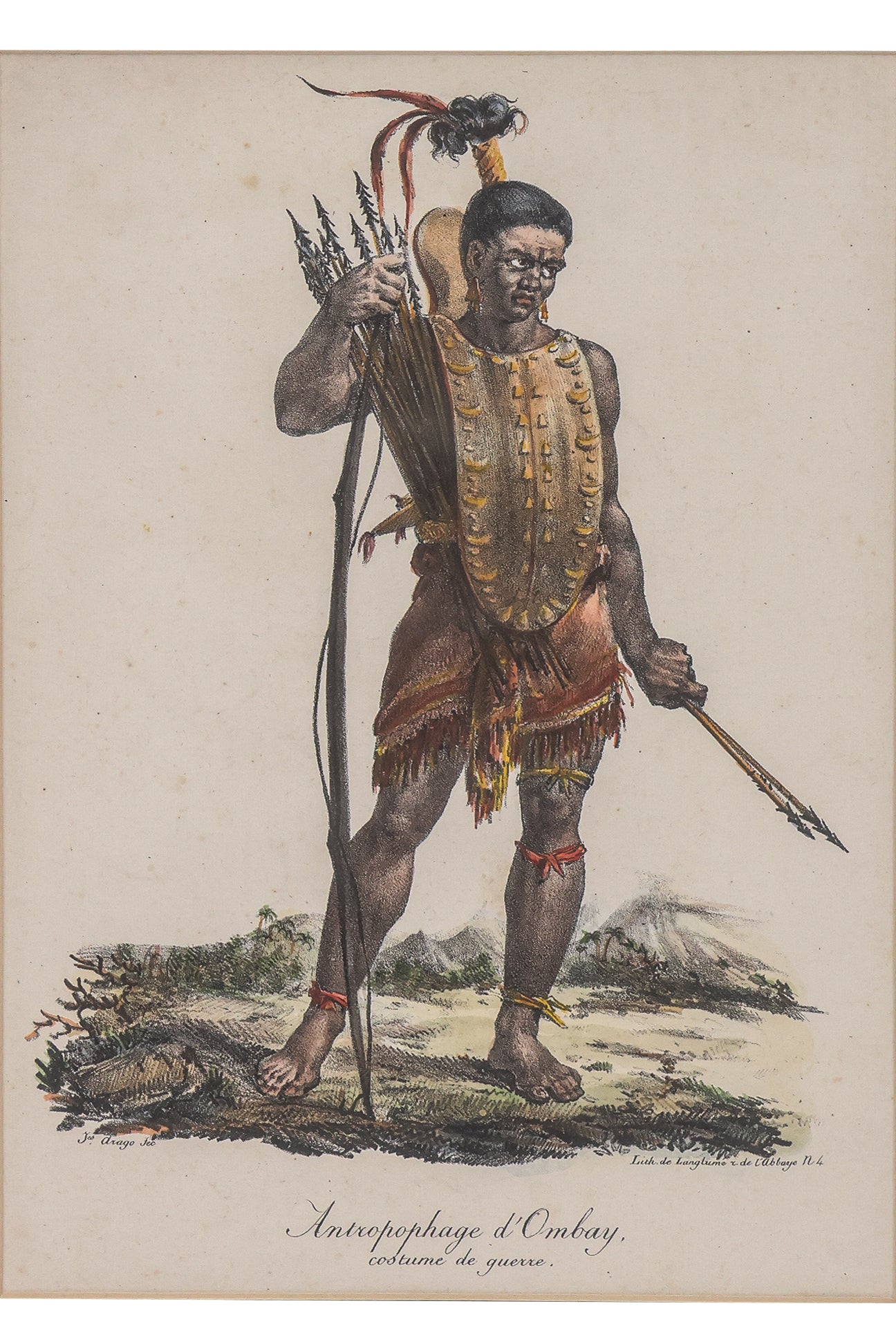THREE HAND-COLOURED ETHNOGRAPHIC ENGRAVINGS, J ARAGO, 1842