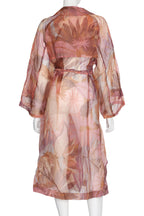 DRIES VAN NOTEN - A SHEER FLORAL PRINT SILK ROBE