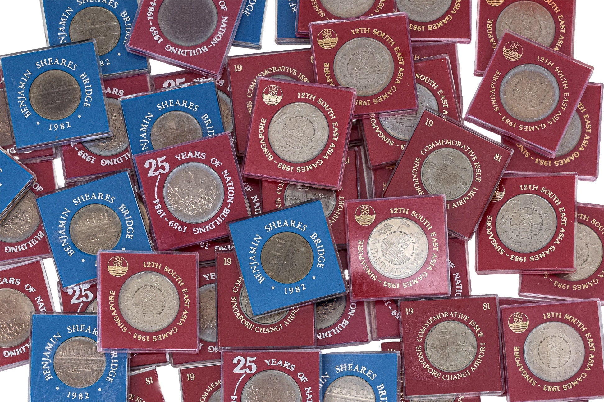 SINGAPORE - A LARGE GROUP OF COMMEMORATIVE 5 DOLLARS COINS (50)