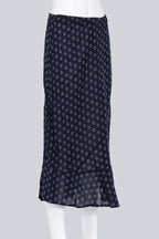 COMME DES GARCONS - A NAVY MAXI SKIRT WITH A WHITE RING PATTERN