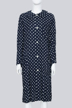 COMME DES GARÇONS - A 2013 NAVY AND WHITE POLKA DOT LONG SLEEVE DRESS