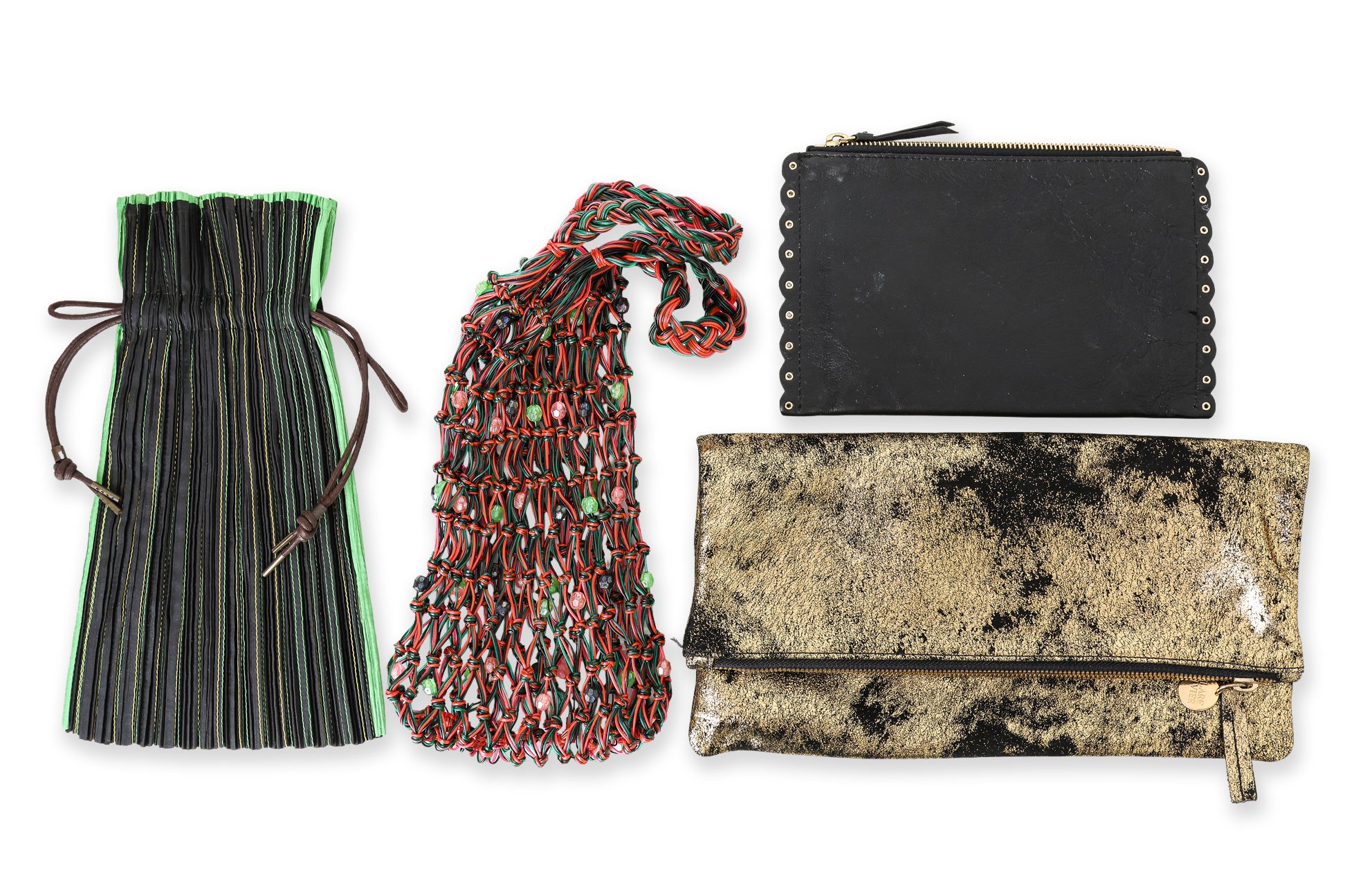 NINA RICCI, CLARE VIVIER, ISSEY MIYAKE AND ONE UNNAMED - FOUR ASSORTED CLUTCH AND POUCH BAGS