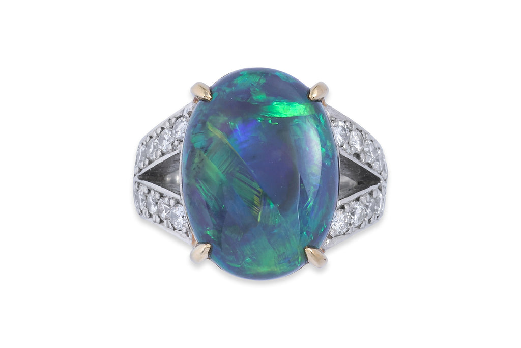 AN OPAL AND DIAMOND RING