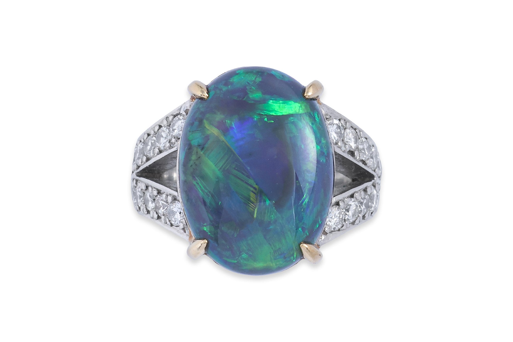 AN OPAL AND DIAMOND RING