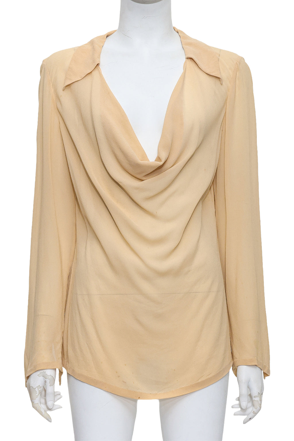 GUCCI - A SHEER YELLOW DRAPED BLOUSE