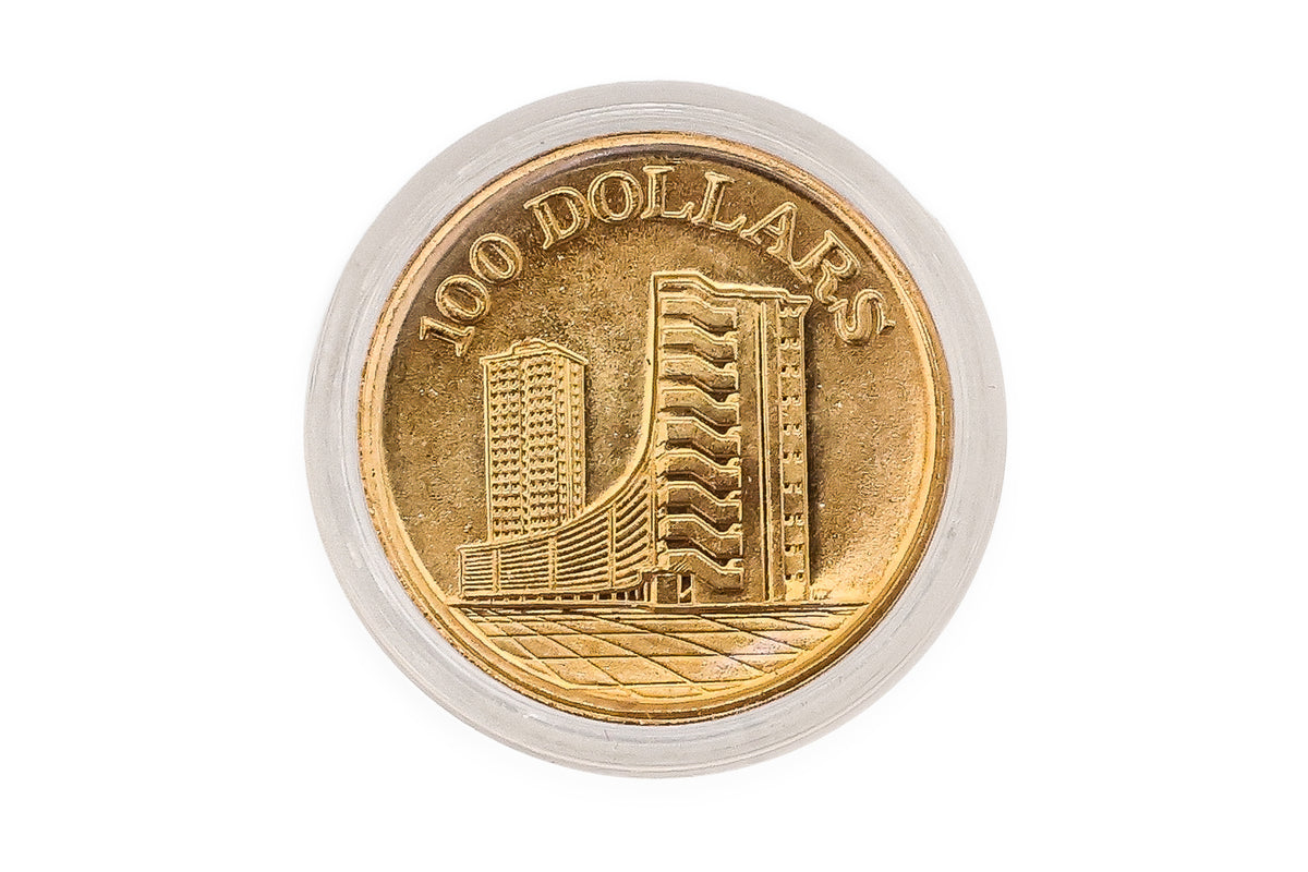 SINGAPORE, 10TH ANNIVERSARY $100 GOLD COIN 1965-1975