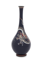 A JAPANESE CLOISONNE MIDNIGHT-BLUE ENAMELLED DRAGON VASE