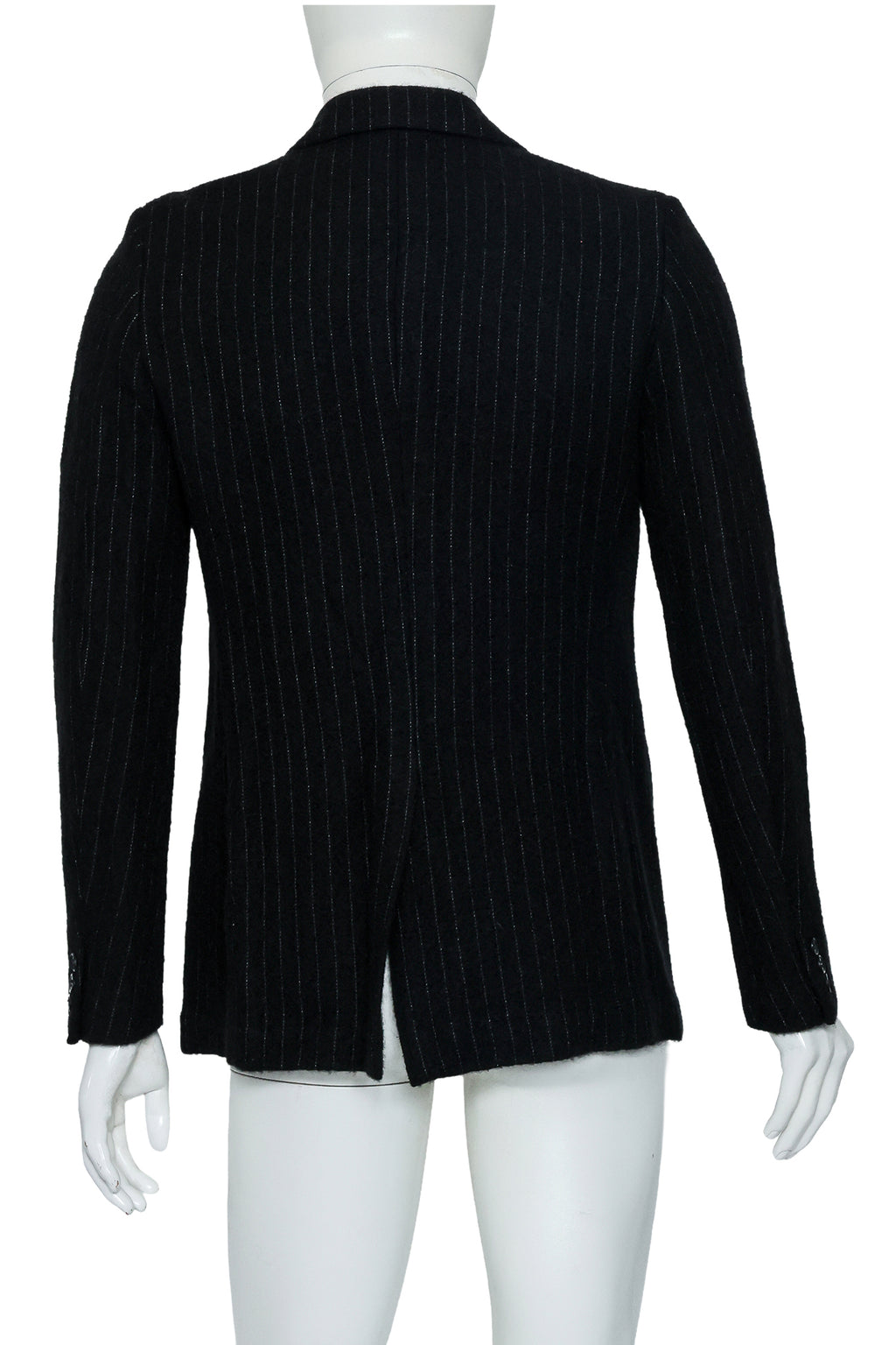 COMME DES GARÇONS HOMME PLUS - A BLACK PINSTRIPE WOOL AND MOHAIR BLEND BLAZER