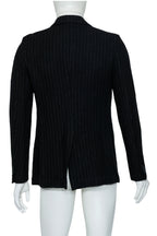 COMME DES GARÇONS HOMME PLUS - A BLACK PINSTRIPE WOOL AND MOHAIR BLEND BLAZER