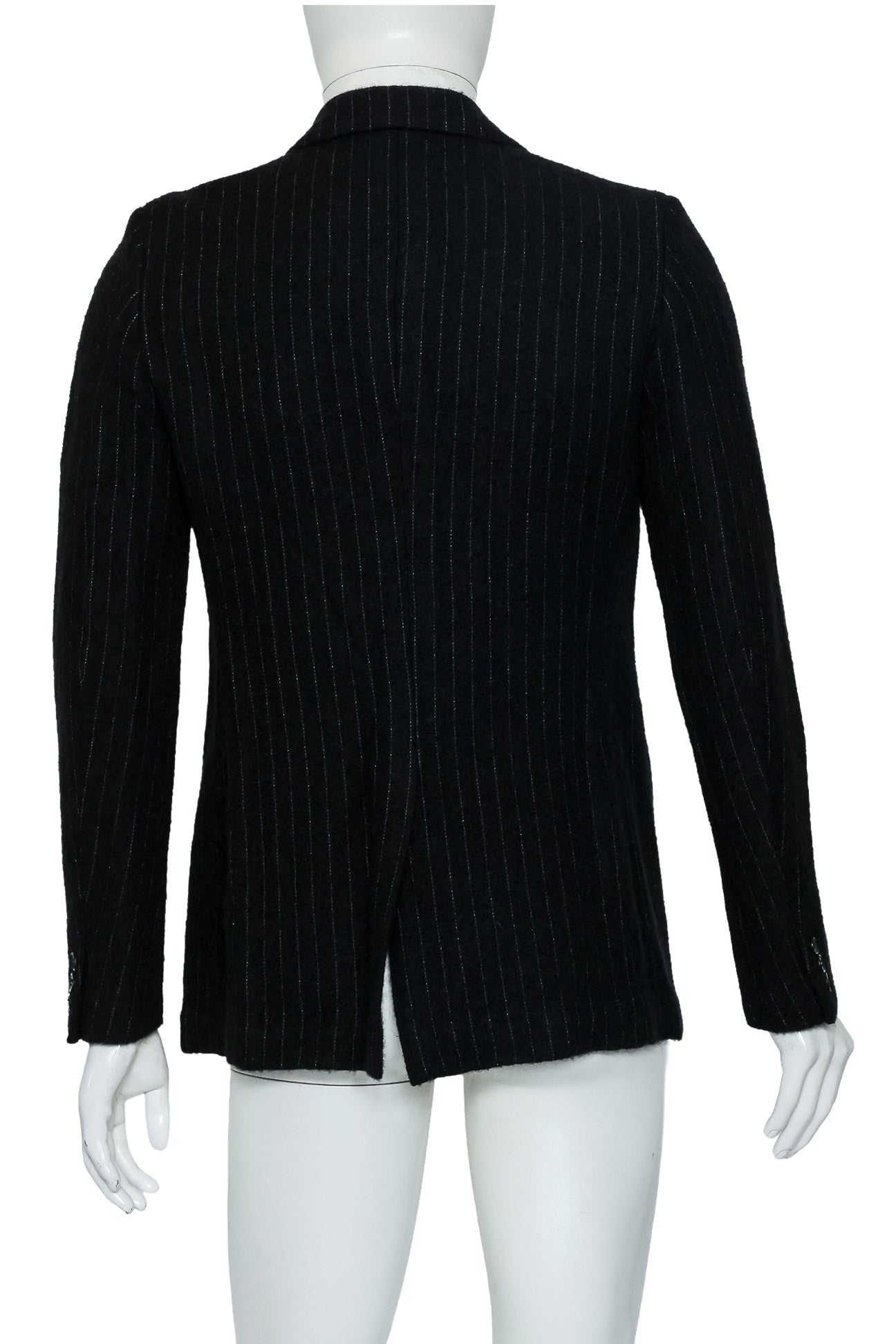 COMME DES GARÇONS HOMME PLUS - A BLACK PINSTRIPE WOOL AND MOHAIR BLEND BLAZER