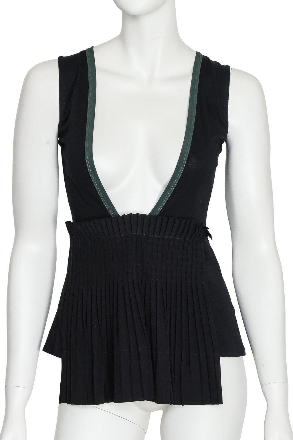 MARNI - A BLACK COTTON AND SILK PLEATED SHIRT