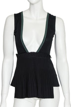 MARNI - A BLACK COTTON AND SILK PLEATED SHIRT