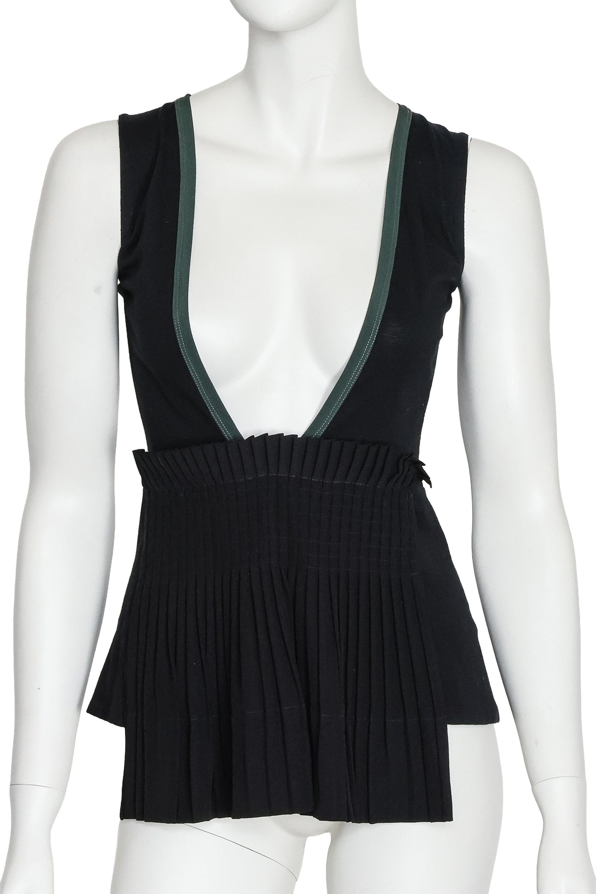 MARNI - A BLACK COTTON AND SILK PLEATED SHIRT