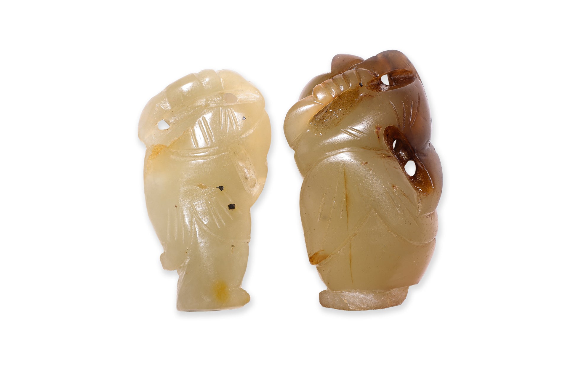 TWO FIGURAL JADE CARVINGS