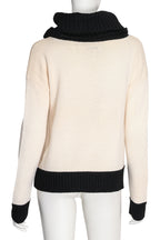 ALICE + OLIVIA - A FACE MOTIF WOOL KNIT JUMPER WITH ARCTIC FOX FUR EYEBROWS