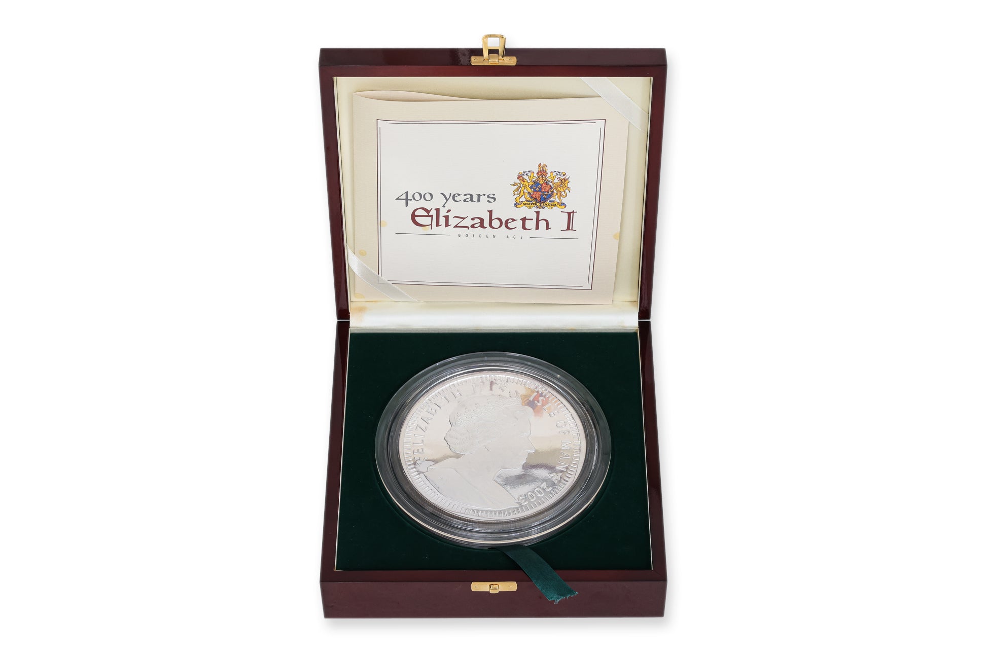 GREAT BRITAIN, ISLE OF MAN, 2003, 130 CROWNS, 400TH ANNIVERSARY OF QUEEN ELIZABETH, 4KG SILVER COIN