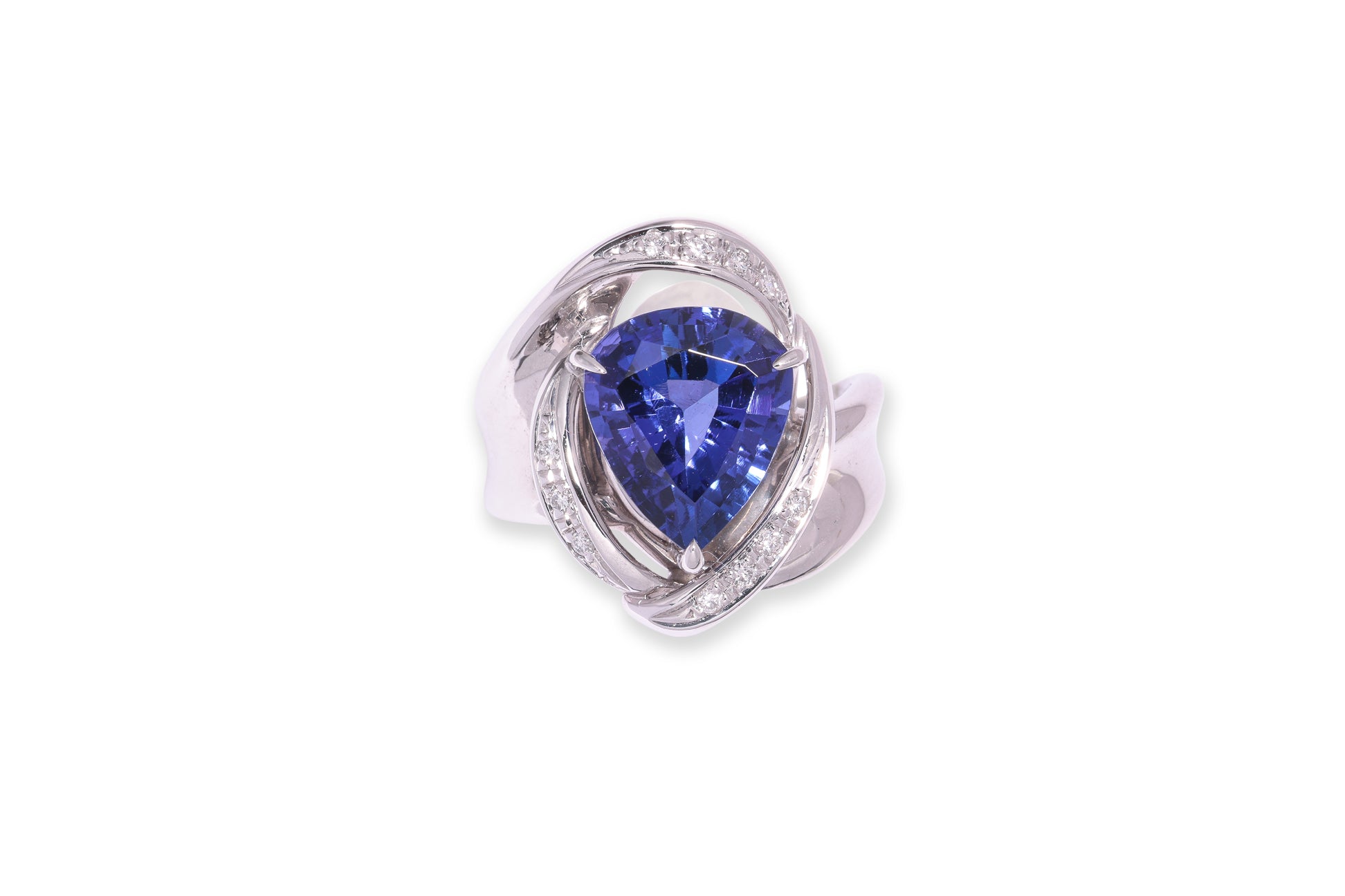 A TANZANITE AND DIAMOND 'ABSTRACT' RING