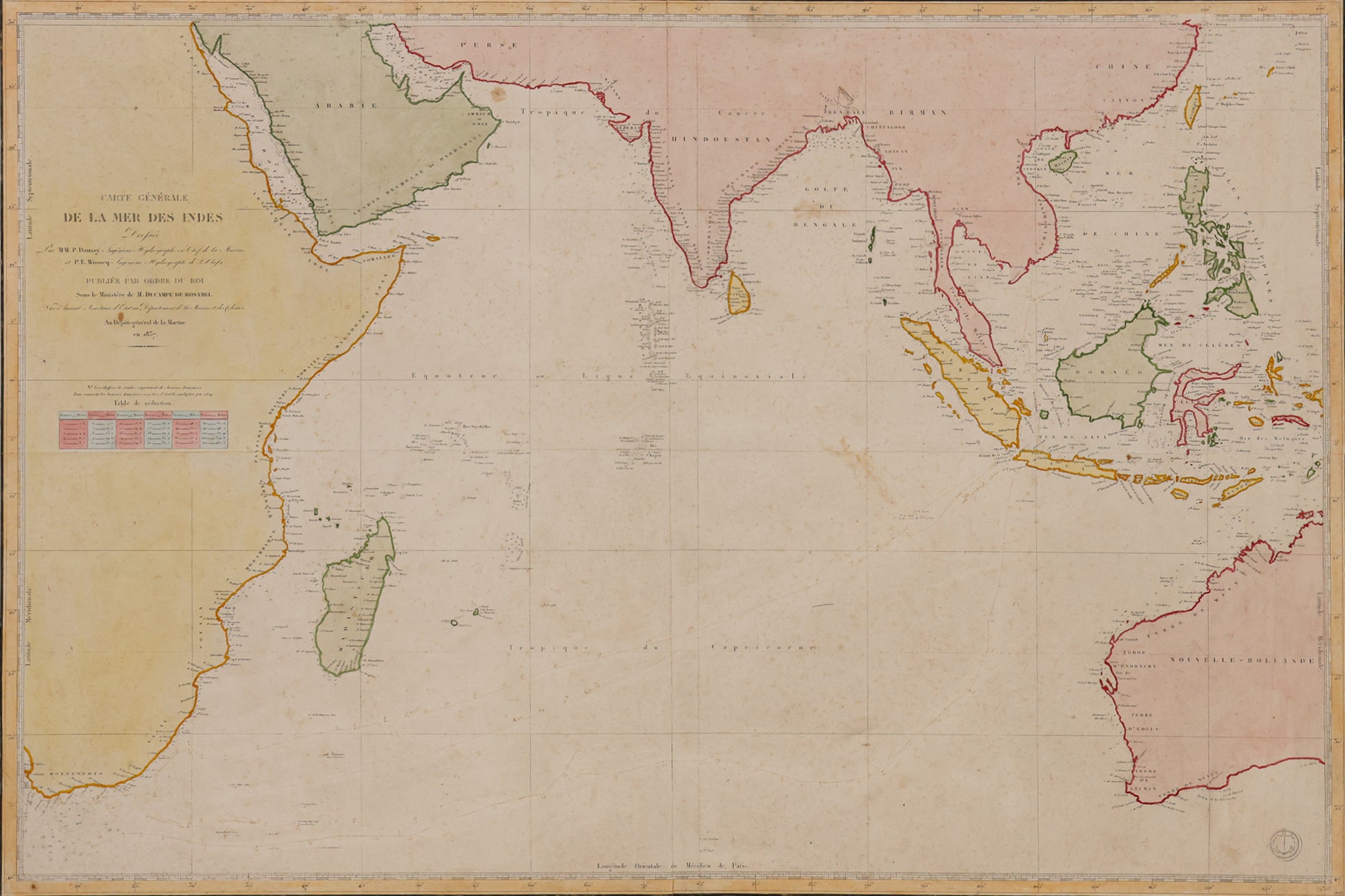 CARTE GENERALE DE LA MER DES INDES, PIERRE DAUSSY, 1841