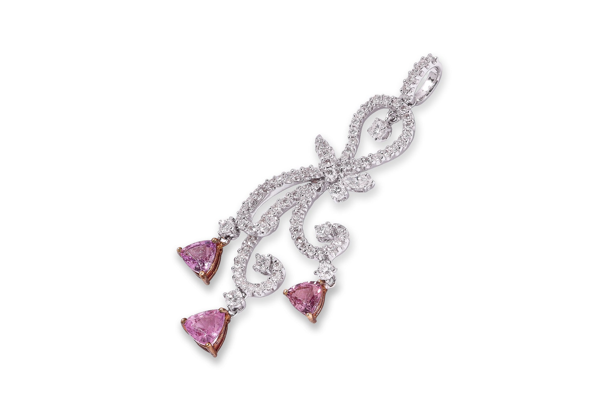 A PINK SAPPHIRE AND DIAMOND PENDANT